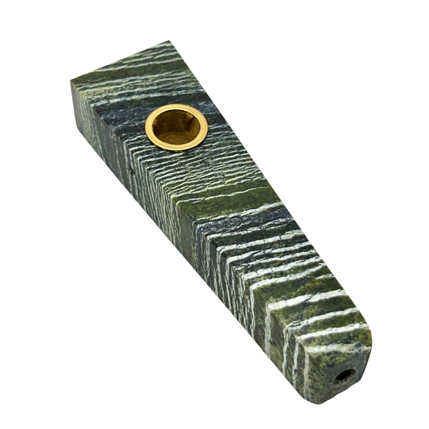 Green Zebra Jasper Crystal Pipe