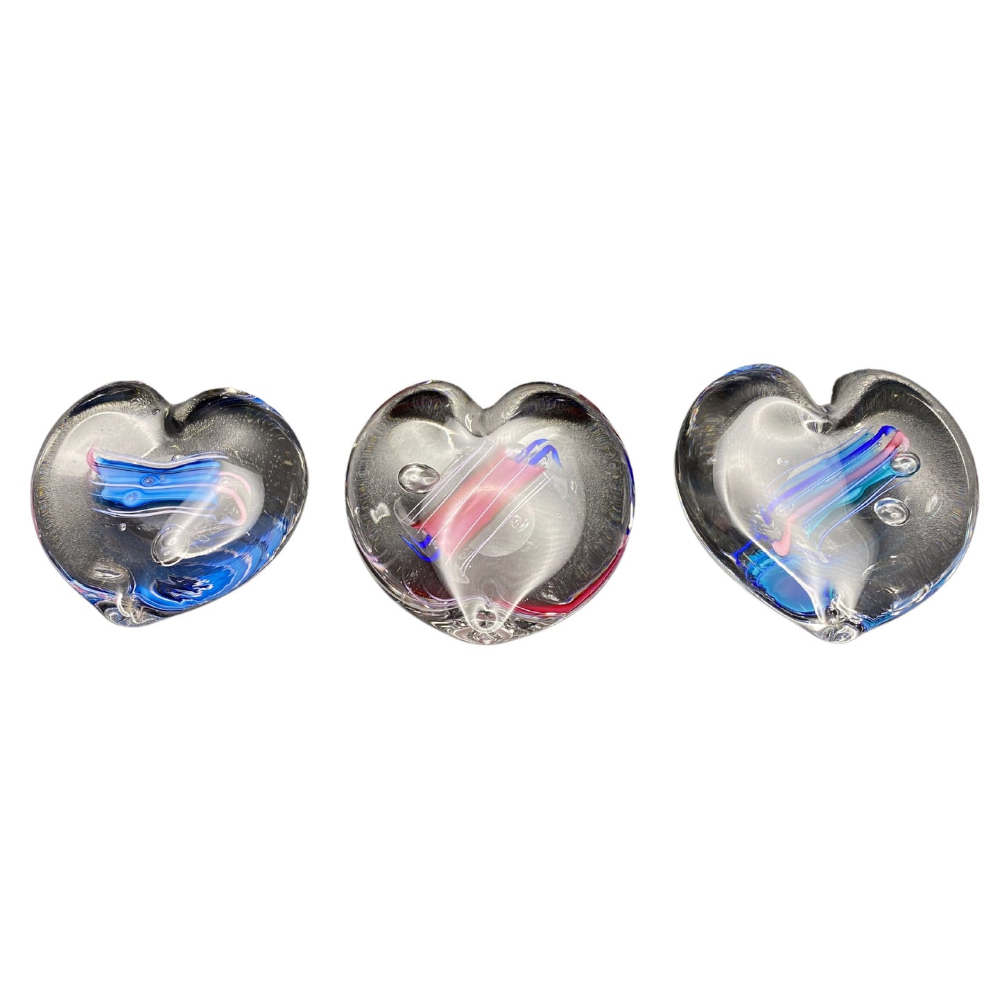 1990's Schmidt Rhea Heart Shaped Paperweights