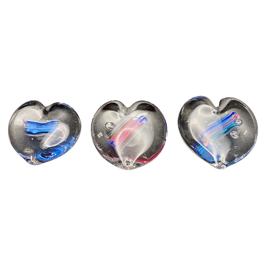 1990's Schmidt Rhea Heart Shaped Paperweights