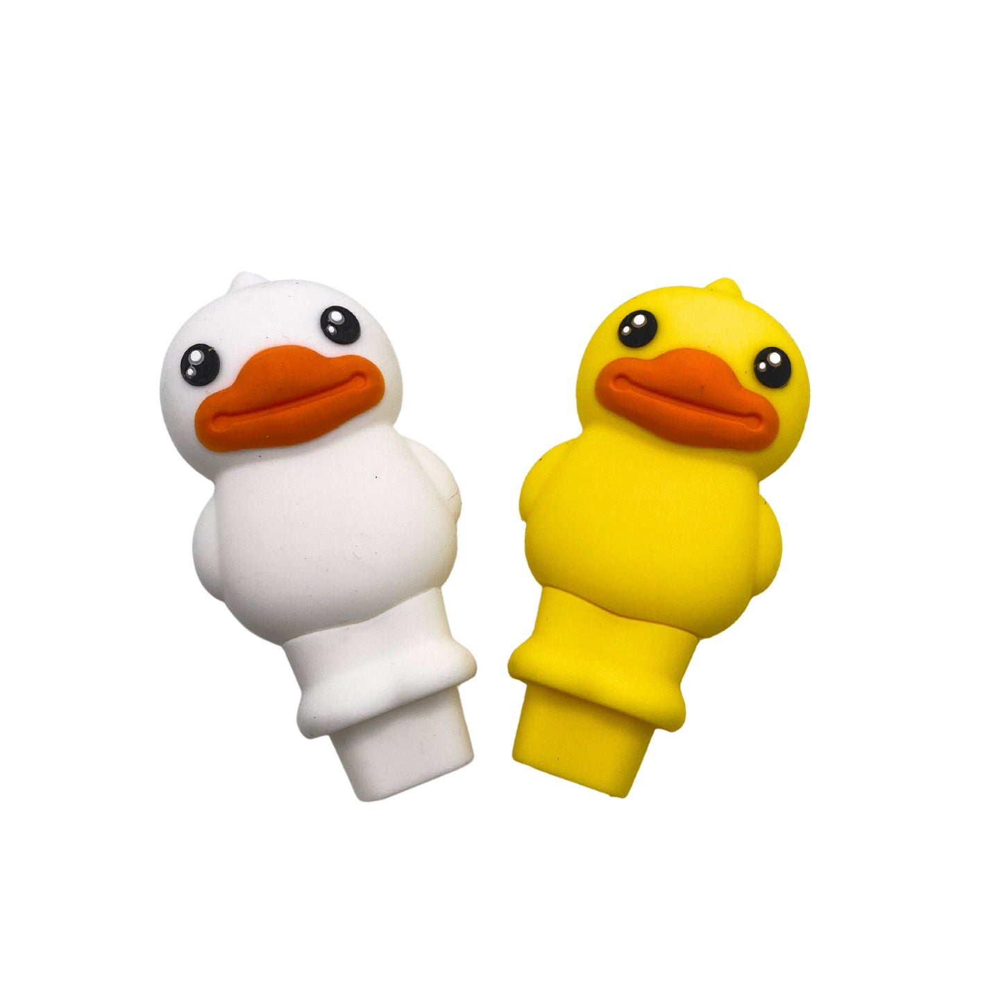 Silicone Duck Hand Pipe in White and Yellow with Glass Bowl