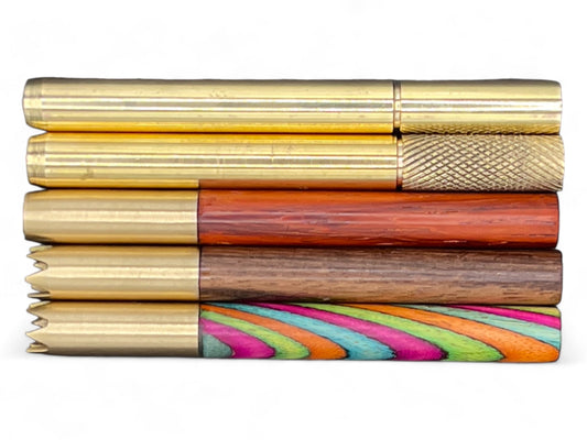 Handmade Brass and Wood Bat (One Hitter) Pipes | 3" Inches | 5 Styles | Discreet Travel Smoking Pipe