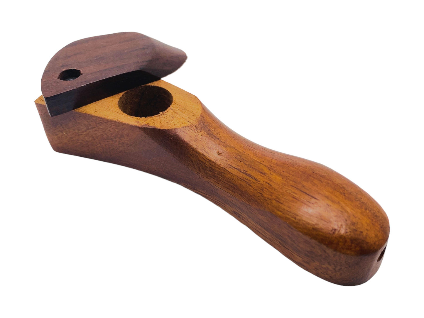 Hand Carved Wood Smoking Pipe with Lid